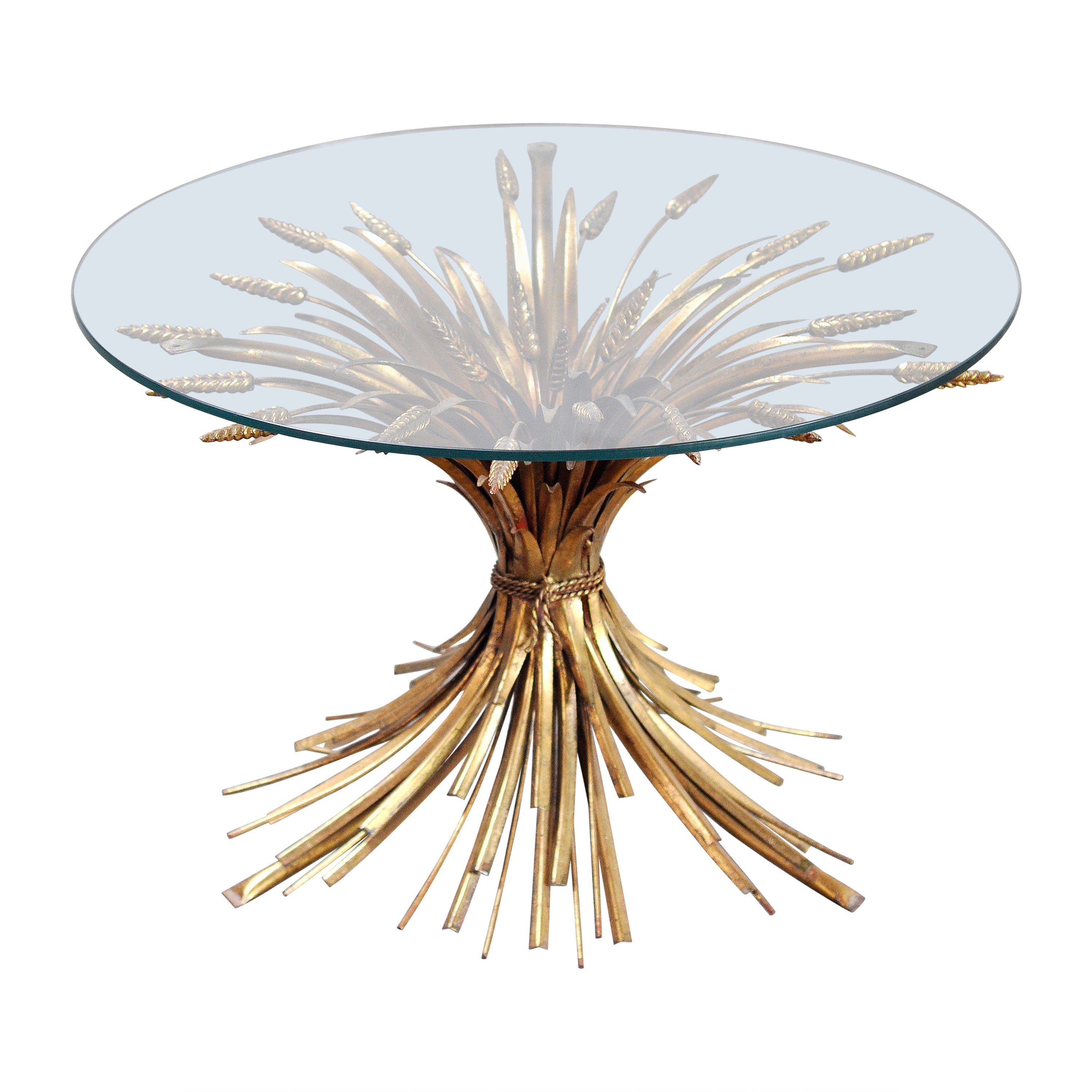 Gilt Sheaf of Wheat Coffee Table in the Style of Coco Chanel, 1960s For Sale