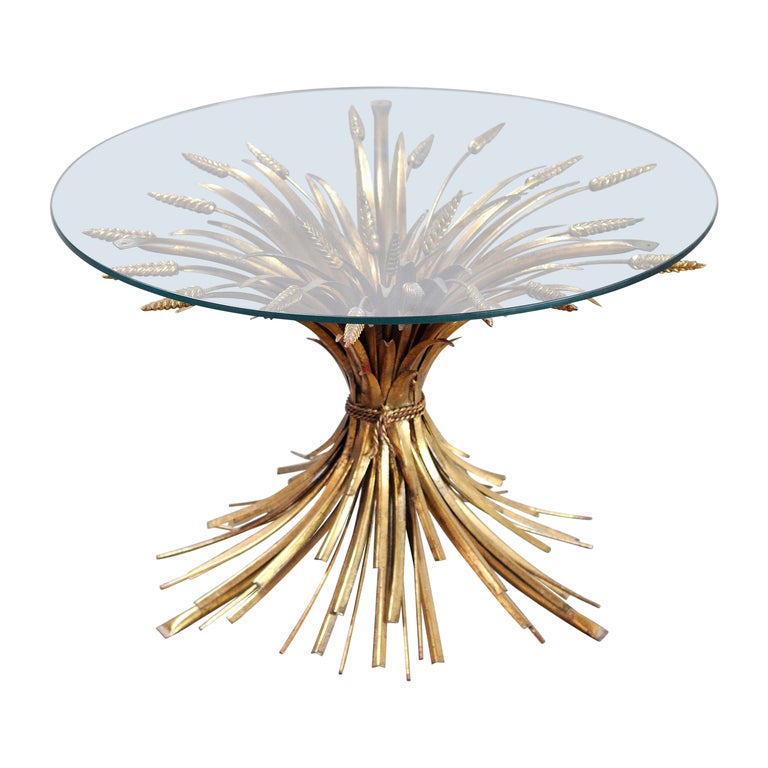 Gilt Sheaf of Wheat Coffee Table in the Style of Coco Chanel, 1960s For  Sale at 1stDibs