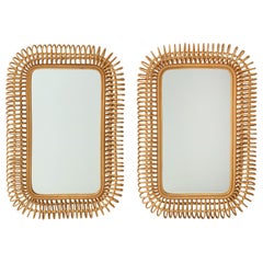 Pair of Bonacina Rattan Mirrors