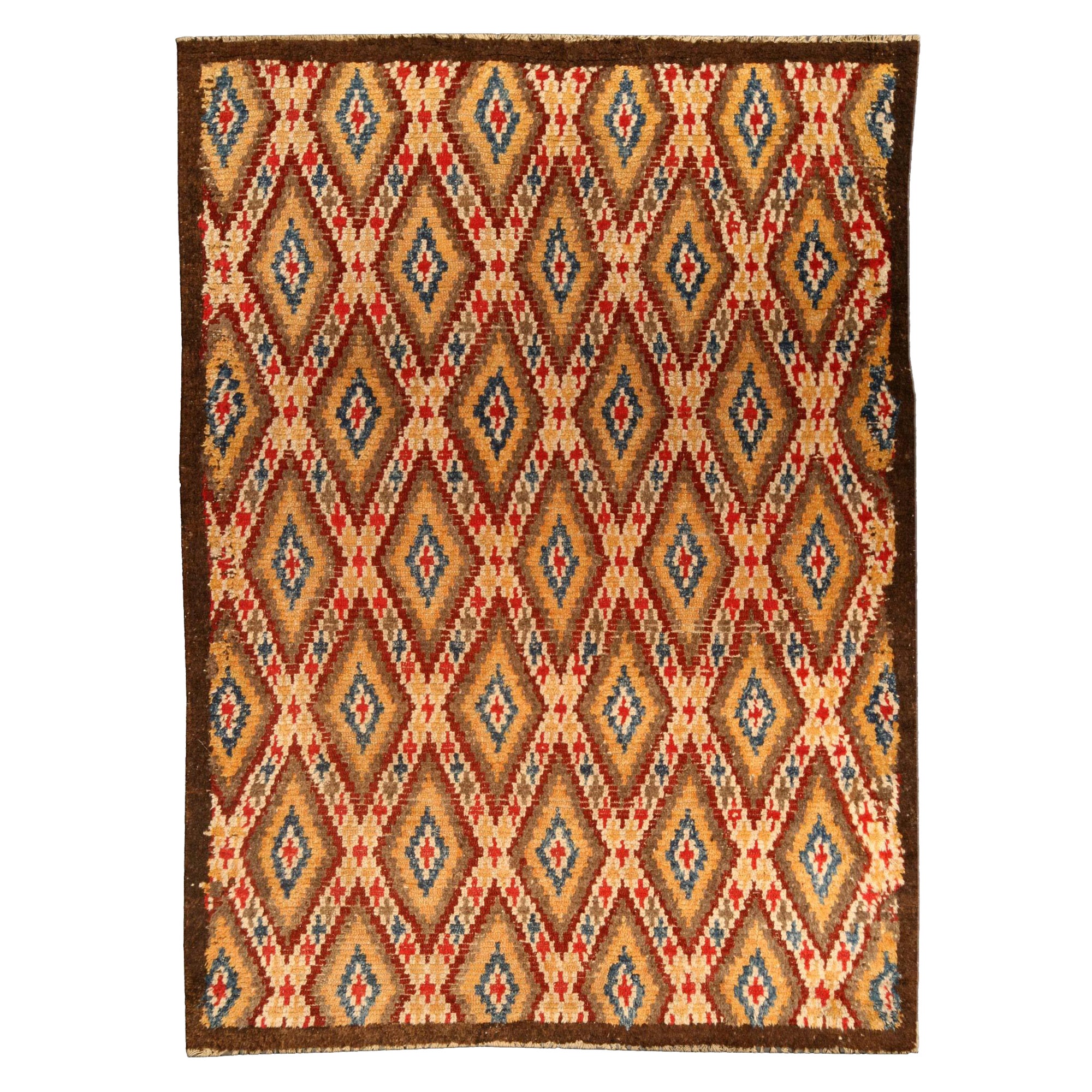 Mid-20th Century Bold Moroccan Handmade Wool Rug For Sale