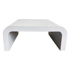 Postmodern Grey Lacquer Laminate Waterfall Coffee Table