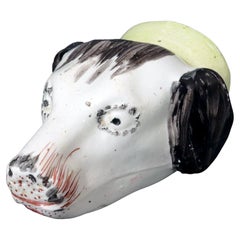 Early 19th Century Pearlware Pottery Hound Head Stirrup Cup