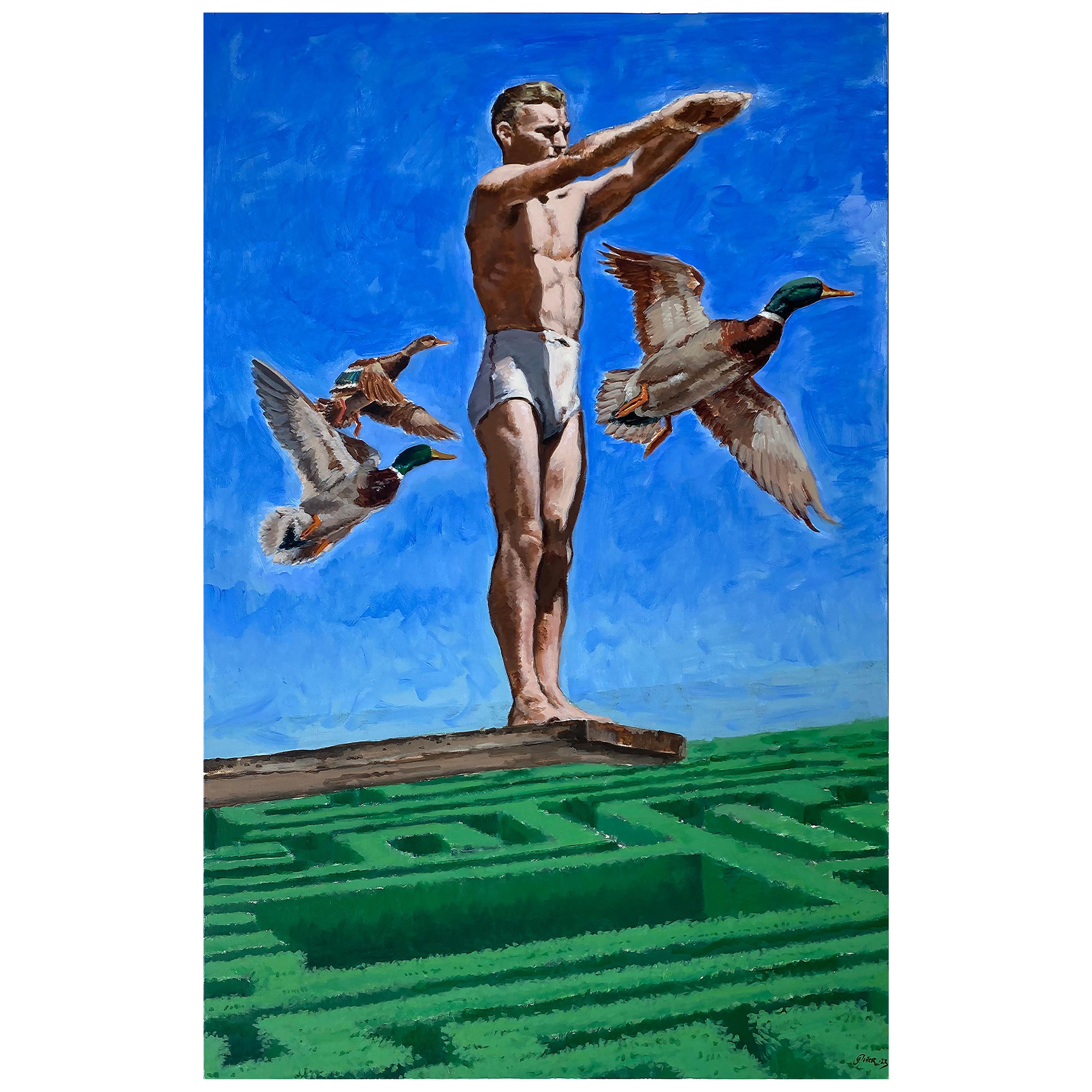 Cuban-American Artist Geiler Gonzalez Painting "Horizon" Acrylic on Canvas  For Sale