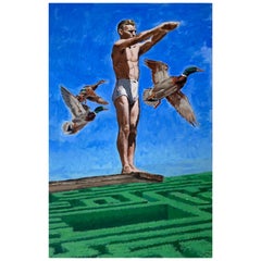 L'artiste cubain-américain Geiler Gonzalez peint "Horizon" en acrylique sur toile 