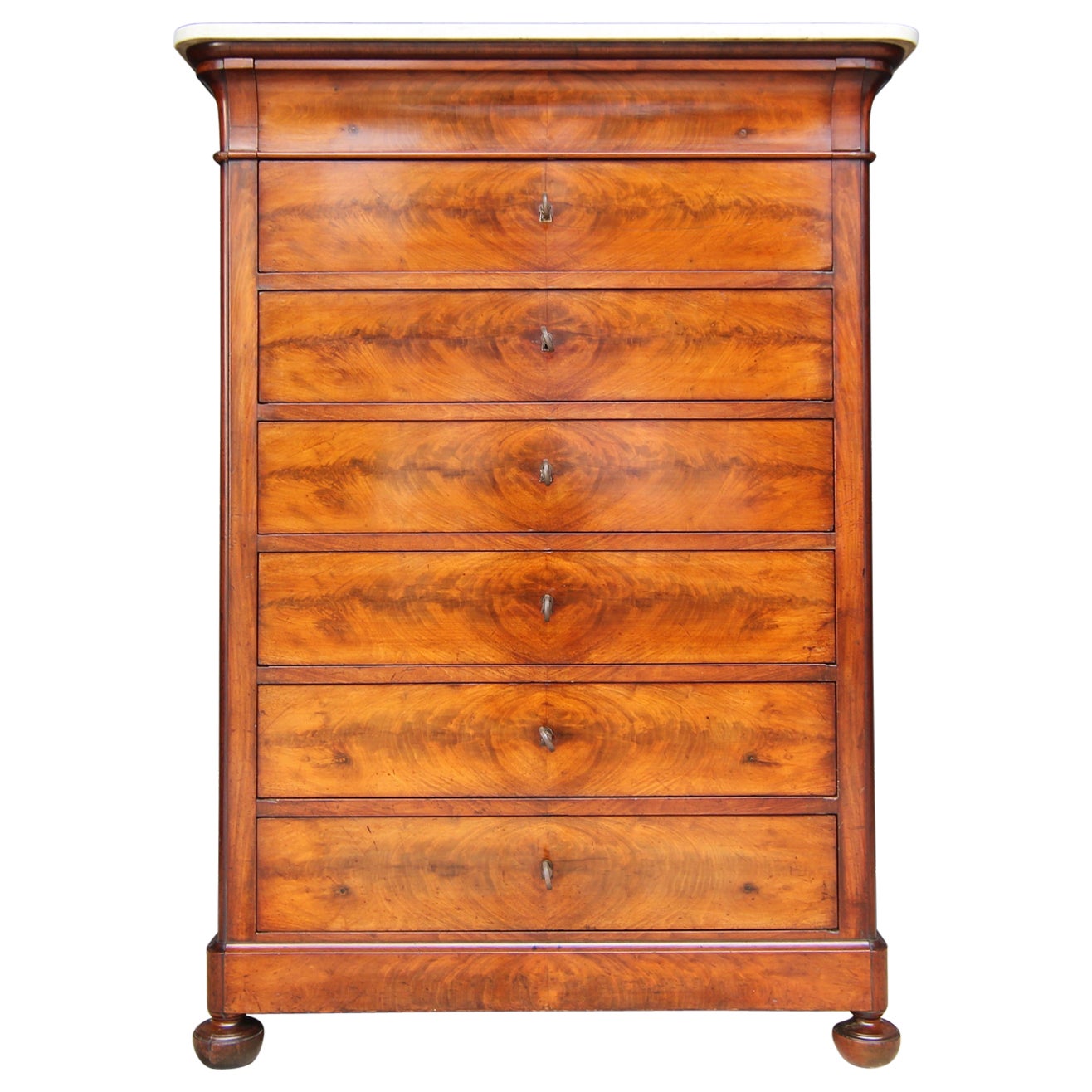 19th Century Louis Philippe Semainier High Chest of Drawers For Sale