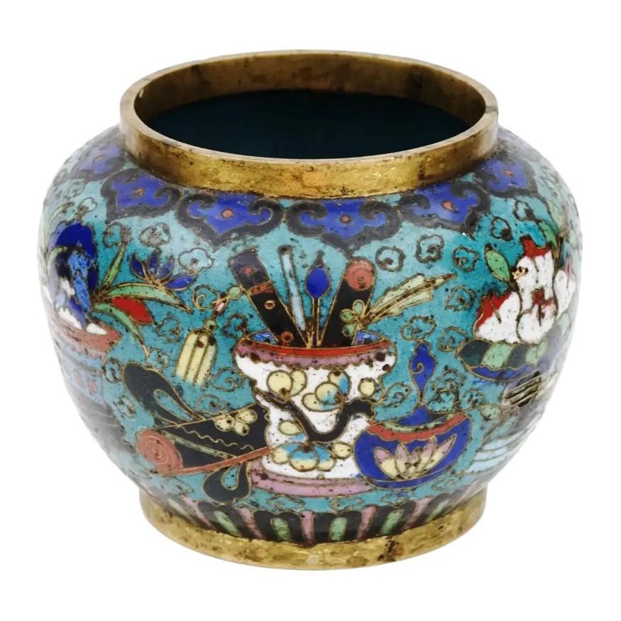 Antike chinesische Qing Cloisonne Miniatur Vase