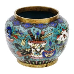 Antike chinesische Qing Cloisonne Miniatur Vase