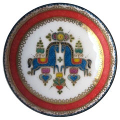 Retro Austrian Enamel Jewelry or Pill Dish with Horse Design
