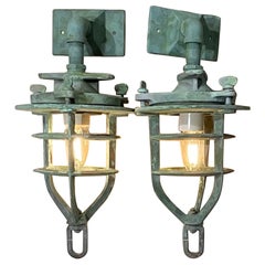 Vintage Pair Of Bronze Nautical Marine wall sconces, or Convoy Lights