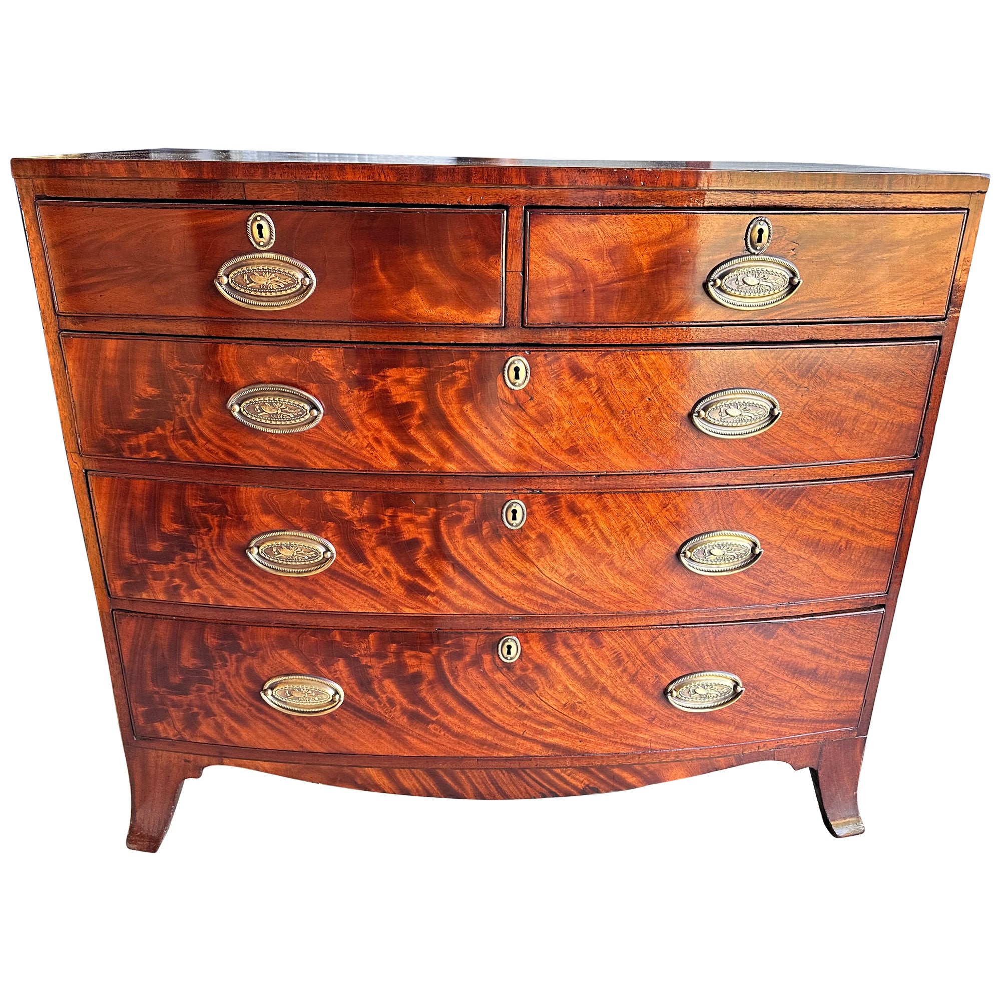 19th Century English Bow Front Chest  For Sale