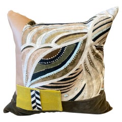 BeBop Jazz pillow with Velvet and Horsehair Accents with Printed Linen Back #2