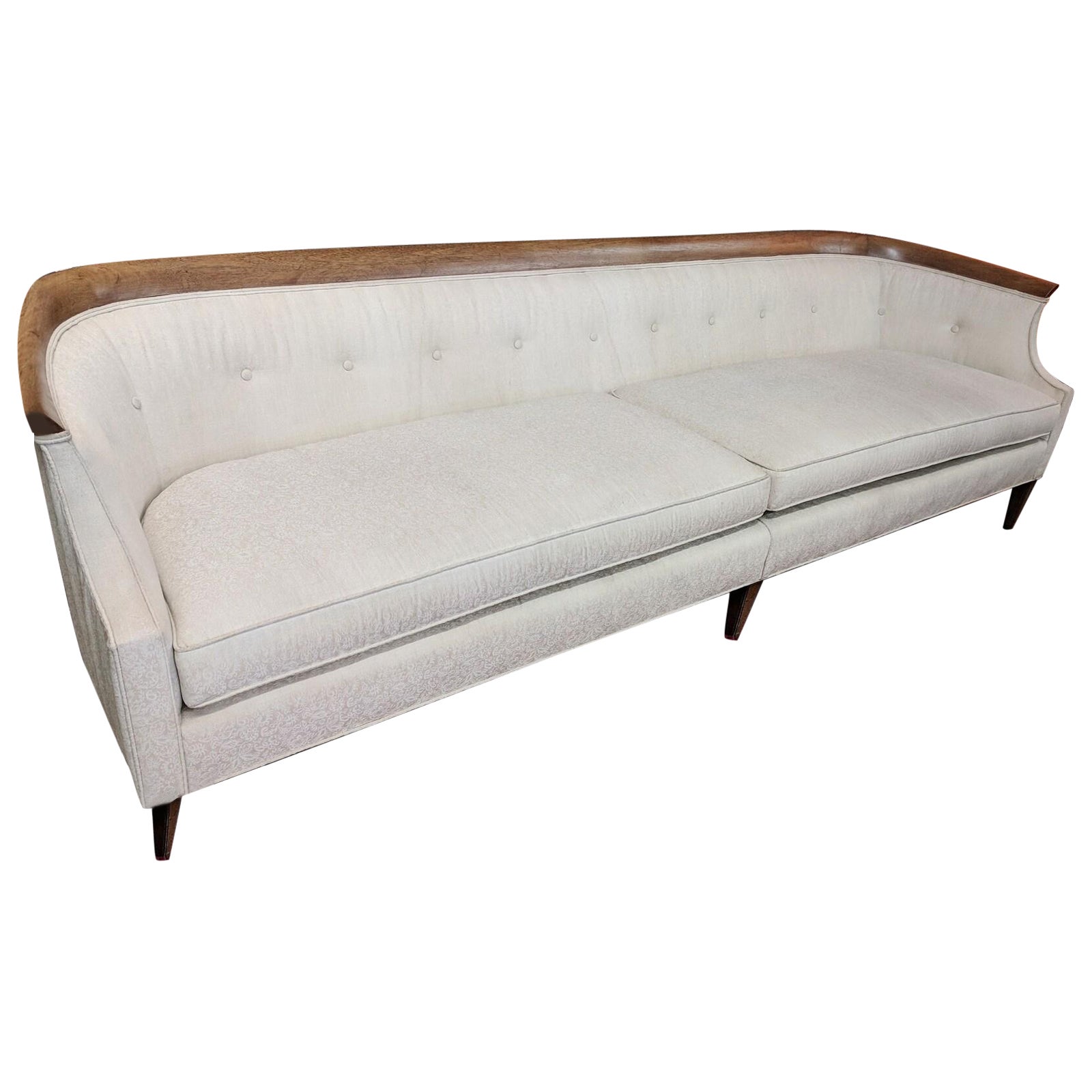 Mid Century Modern Drexel Walnut Trim Sofa For Sale