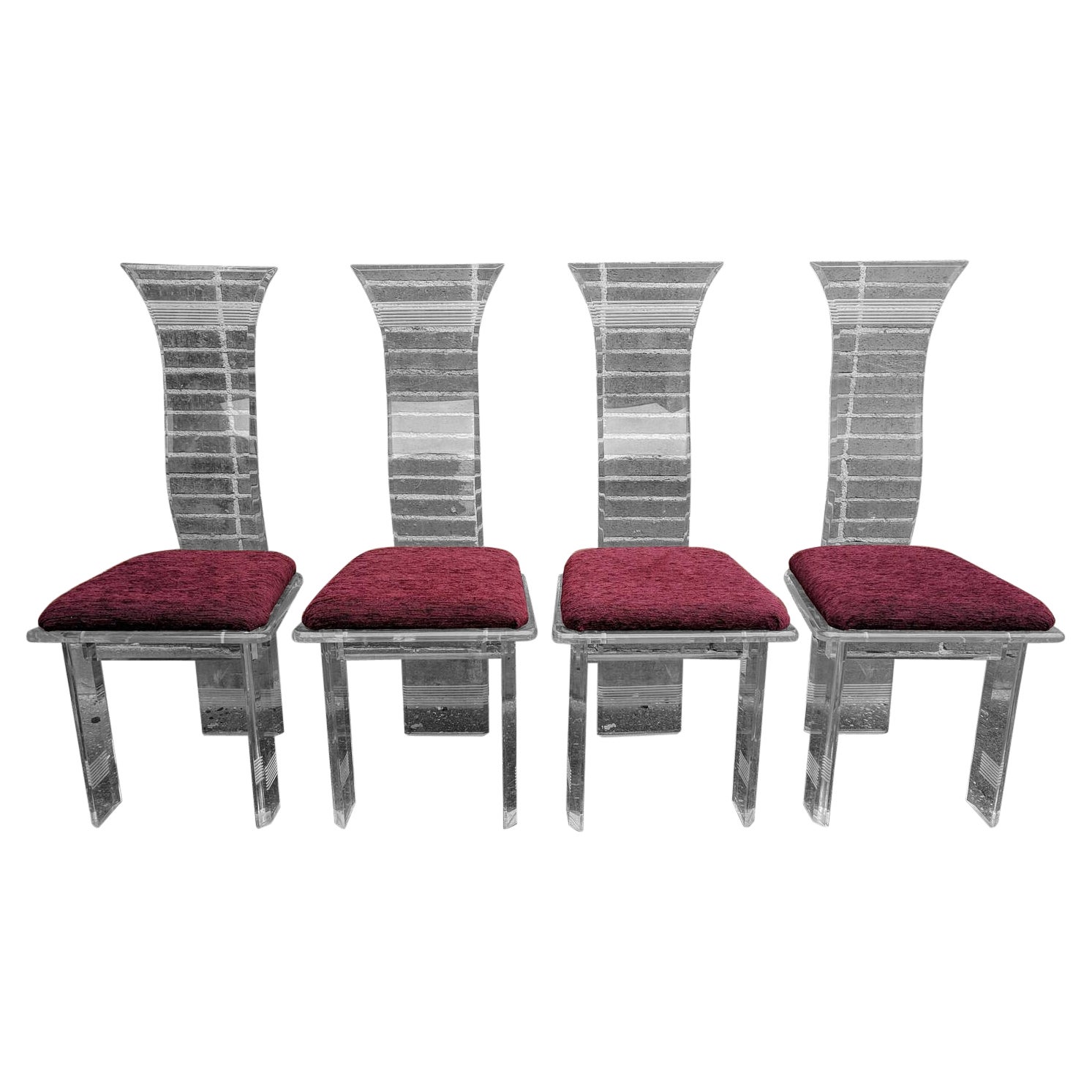 Chaises de salle à manger post-modernes acrylicore et lucite en vente
