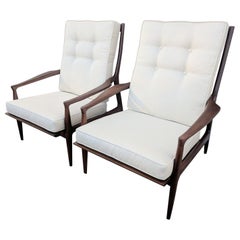 Mid Century Modern Milo Baughman Walnut Lounge Chairs