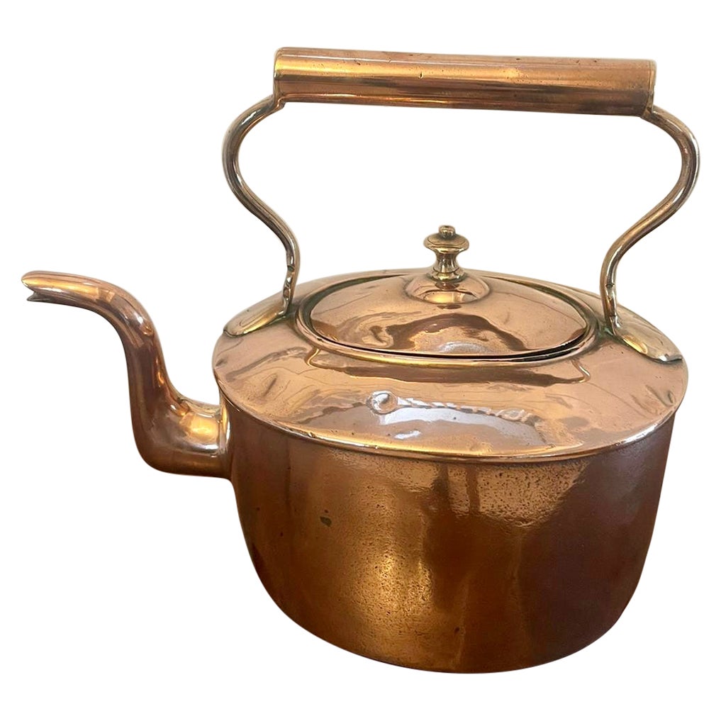 Large Antique George III Quality Oval Shaped Copper Kettle  For Sale