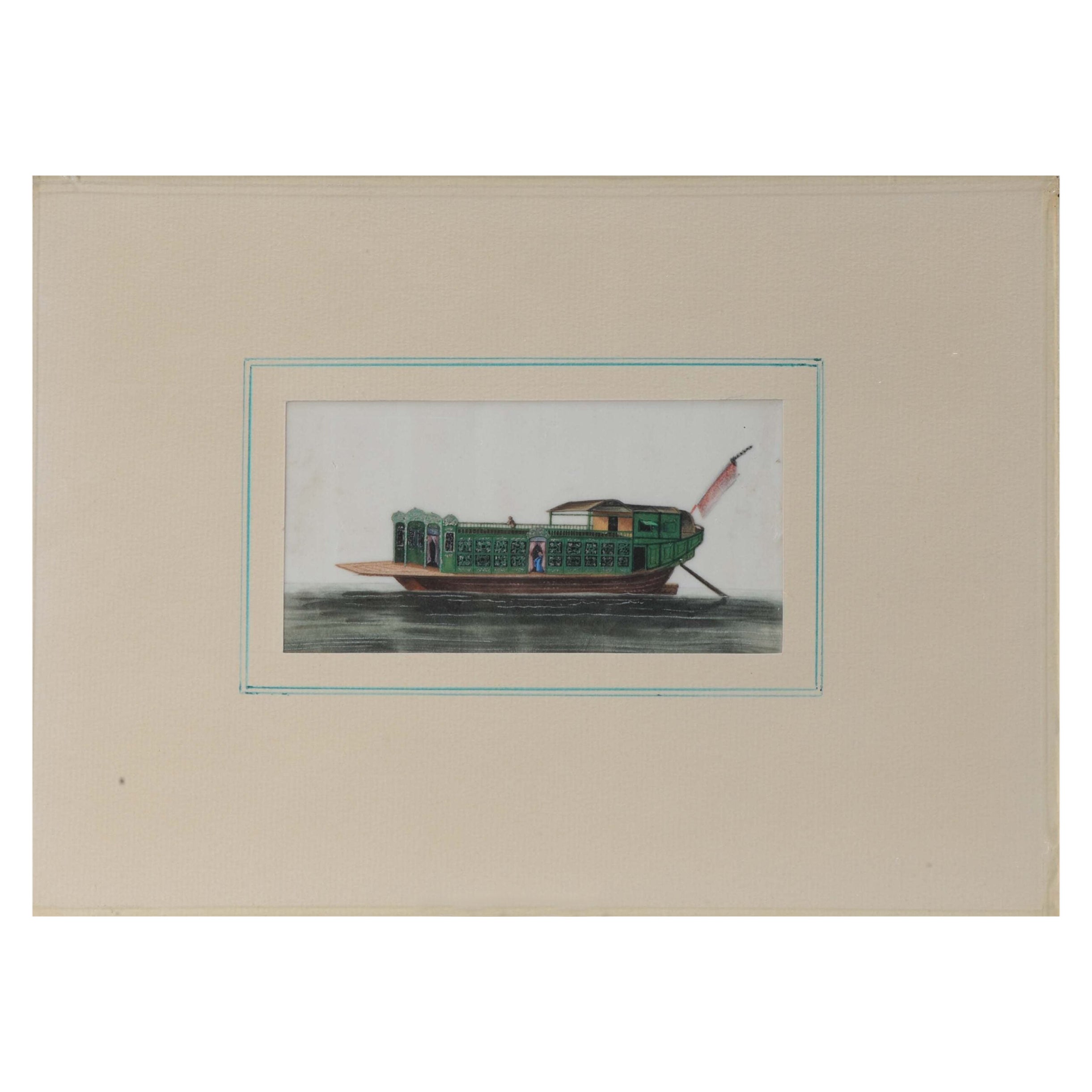 Peinture chinoise ancienne d'un bateau de qualité supérieure Canton, 19ème siècle en vente