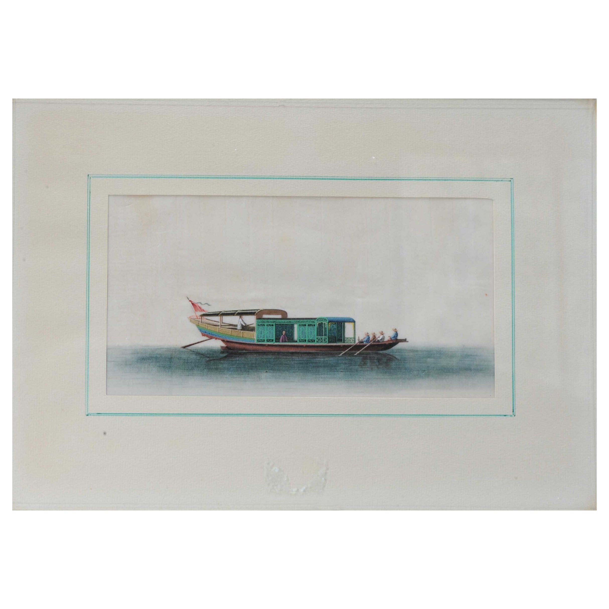 Antikes chinesisches Reiskrug-Gemälde eines Kantons in Bootsqualität, 19. Jahrhundert