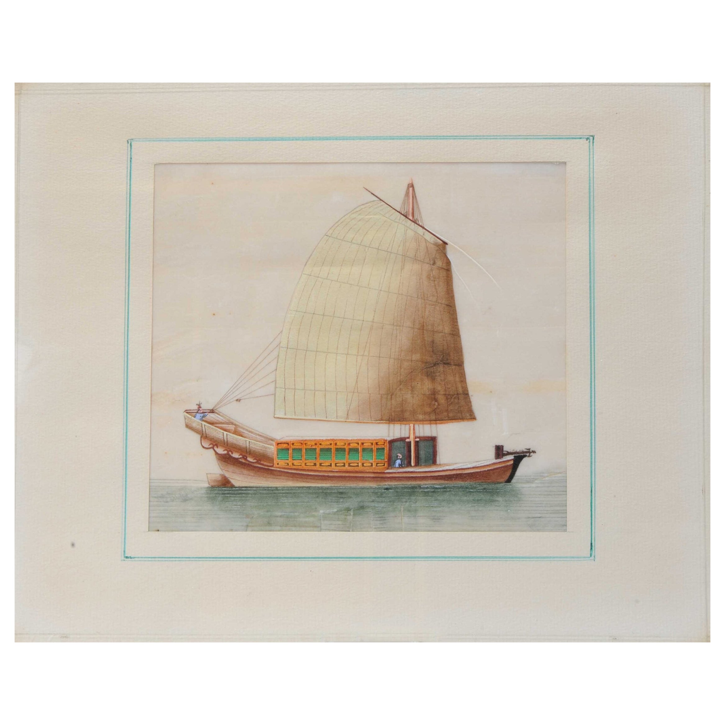 Antikes chinesisches Reiskrug-Gemälde eines Kantons in Bootsqualität, 19. Jahrhundert im Angebot