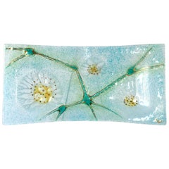 A Rectangular Thistledown Fused Art Glass Plate by Higgins