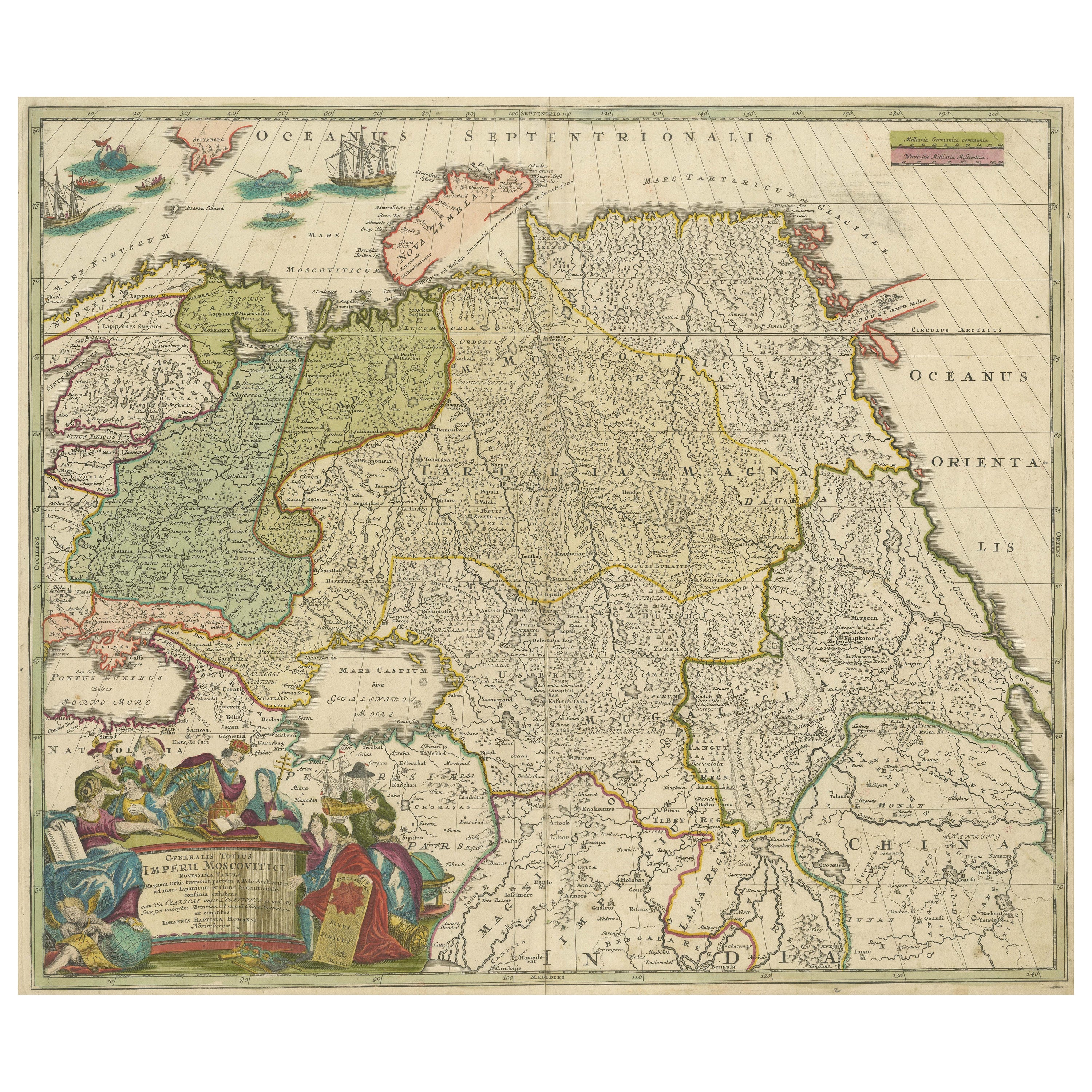 Antique Map of Russia and Central Asia, showing the Northeast Passage