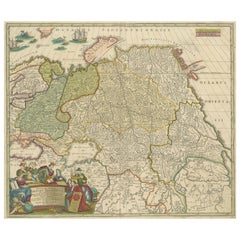 Mapa antiguo de Rusia y Asia Central, mostrando el Paso del Noreste