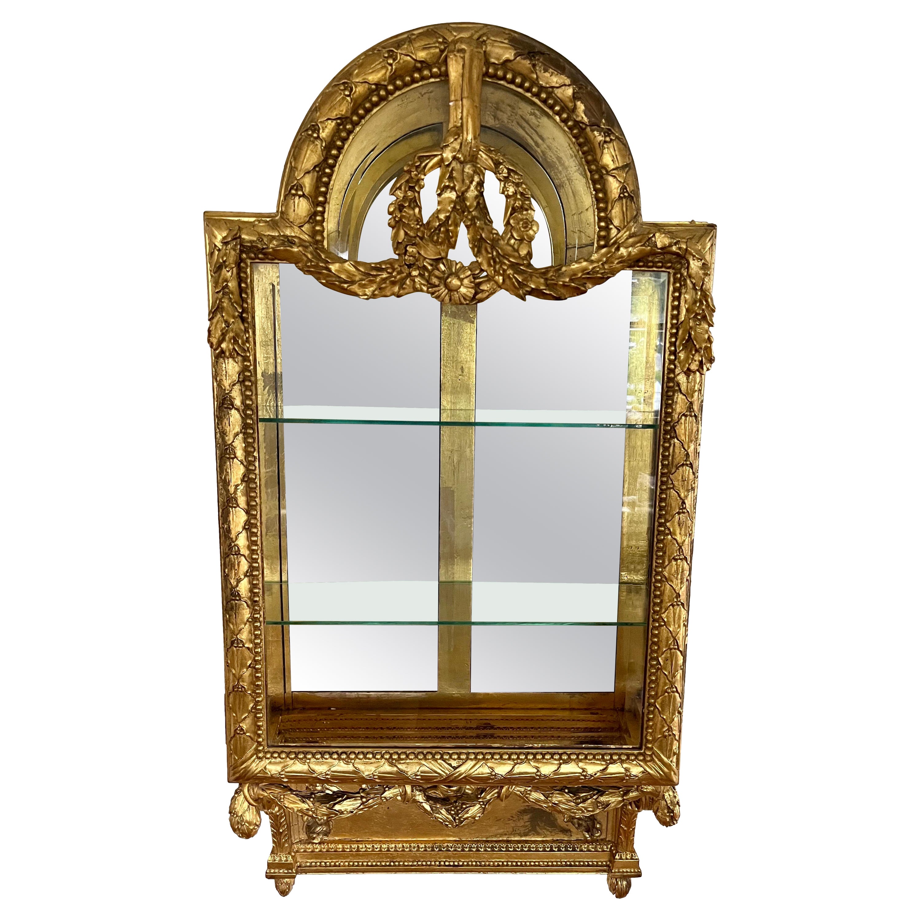 Gilded Louis XVI Hanging Wall Vitrine For Sale