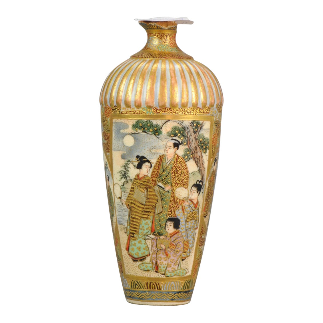 Antique Japanese Satsuma Vase Decorated Marked Base Japan, 19th Century For Sale