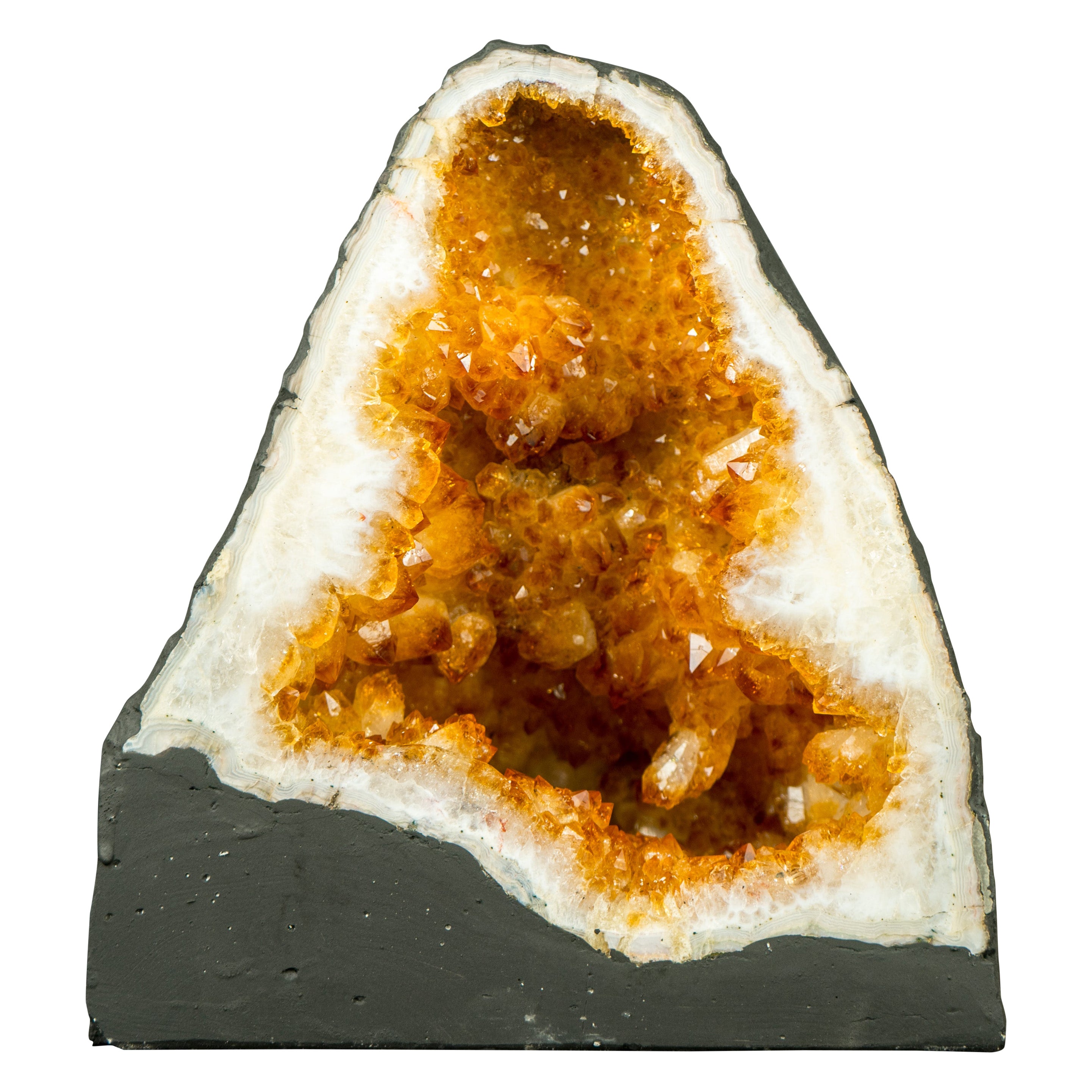 High-Grade Natural Citrine Geode Cave with Deep Orange Citrine Druzy For Sale