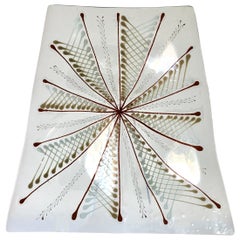 Large Early Wells Street Studio Abstract Fused Glass Plate by Higgins 