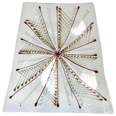 Large Early Wells Street Studio Abstract Fused Glass Plate by Higgins