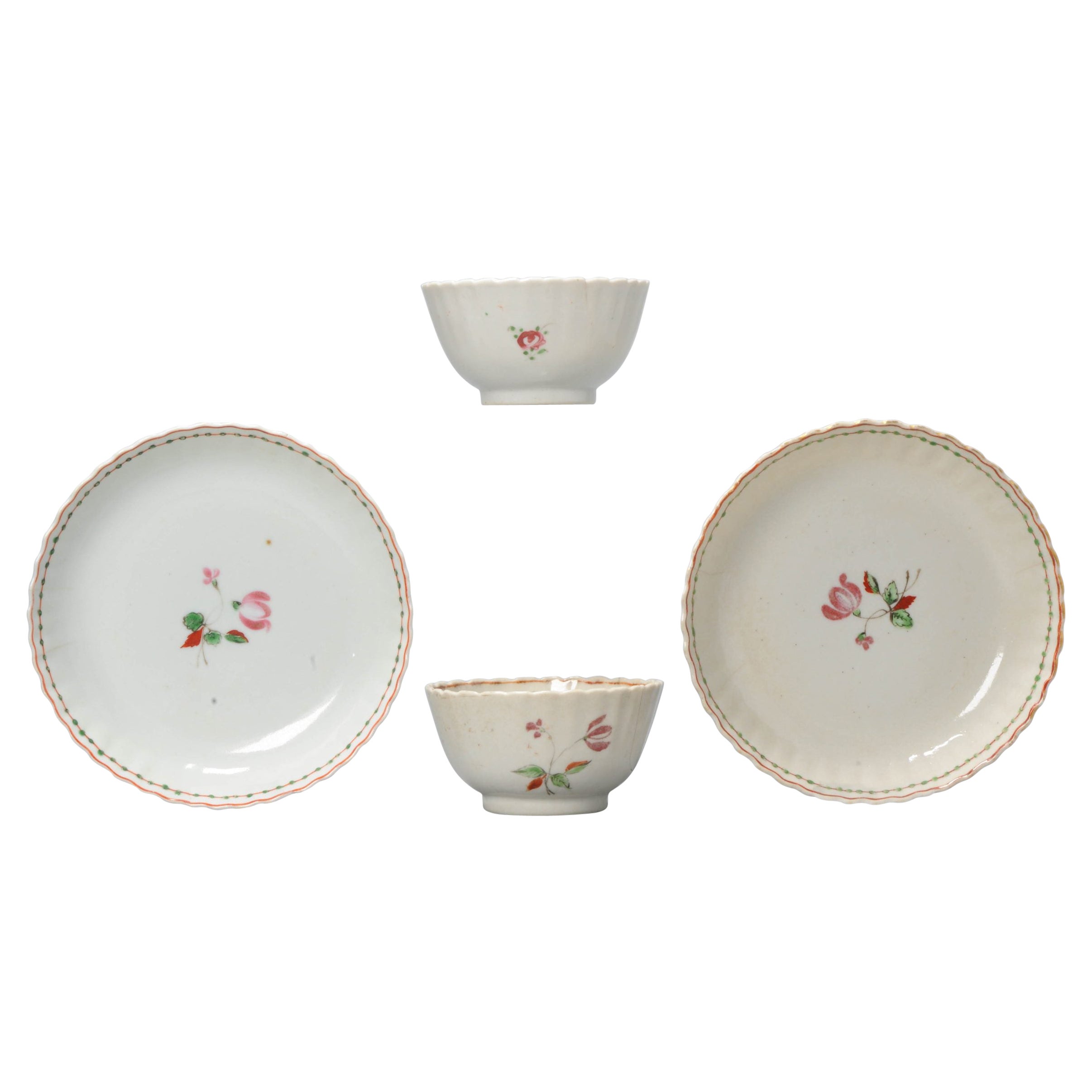 Set of 4 Antique Chinese Porcelain Tea Set China Chine de Commande, 18th Century For Sale