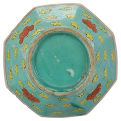 Antique Chinese Footed Bowl Turqoise Enamels China, 19th century