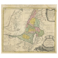 Religious Vintage Map of the Twelve Tribes of Israel, circa 1750