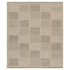 Rug & Kilim's skandinavischer Stil Kilim in Grau und Blau Geometrisches Muster