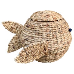 Vintage Woven Wicker Fish Basket