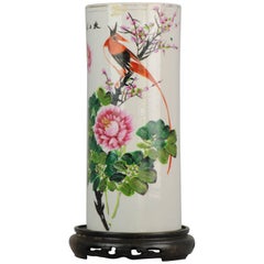 Antique Vase Chinese Porcelain Bird in Tree Sleeve Vase Flower