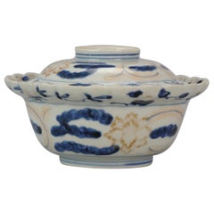 Antique Japanese Porcelain Imari Bonboniere Lidded Bowl Japan Flowers
