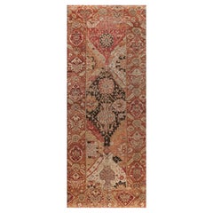 Tapis de couloir turc vintage Oushak audacieux en laine fait à la main