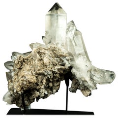 Gallery Grade Lemurian Crystal Cluster with Gray Dreamcoat Lithium Phantom
