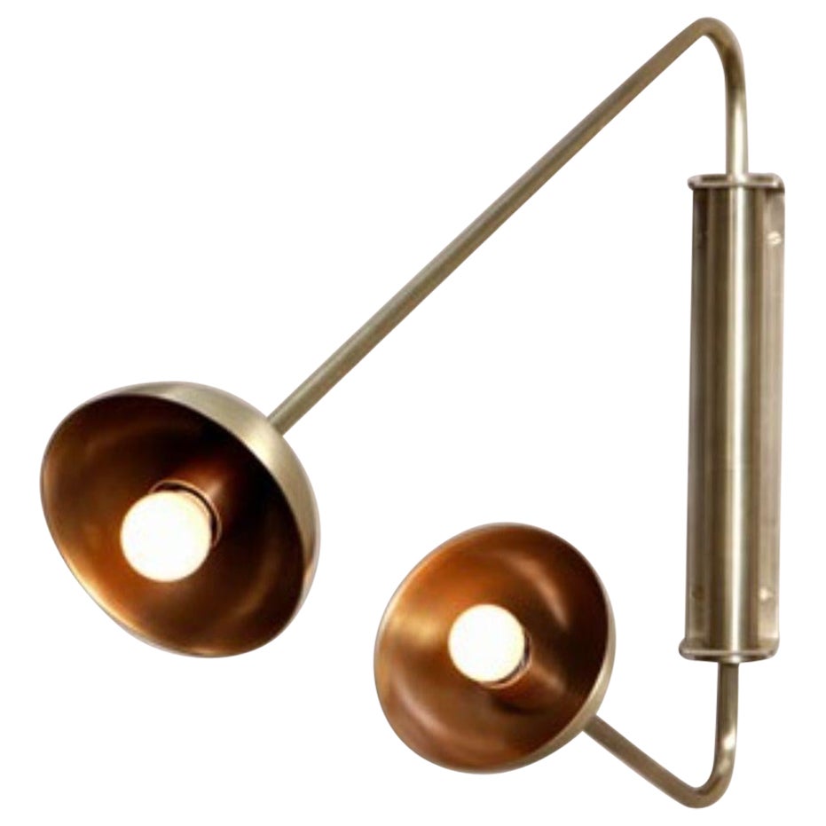 Float Two Arm Brass Dome Wall Sconce by Lamp Shaper For Sale