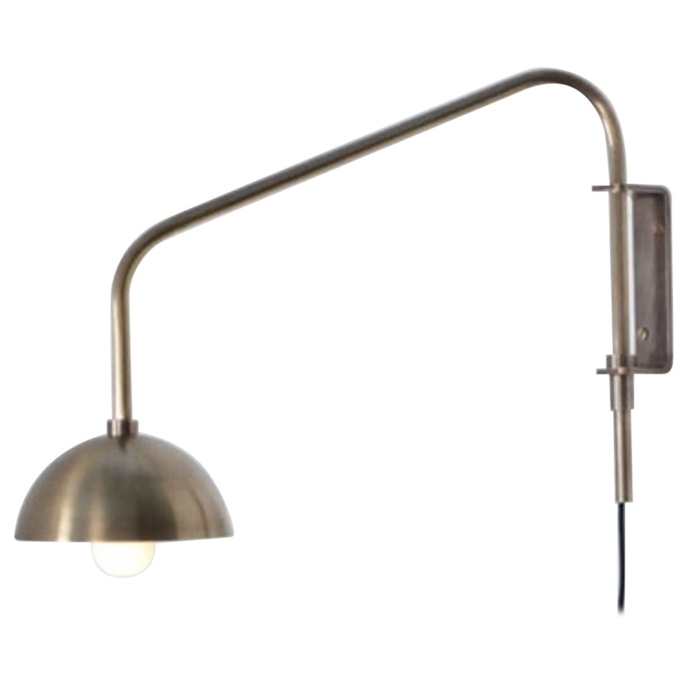 Float One Arm Brass Dome Wall Sconce by Lamp Shaper For Sale