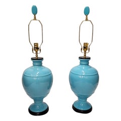 Paar schöne blaue Porzellan-Tischlampen