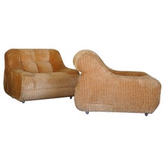 Vintage Pair of 1970s Italian Corduroy Armchairs