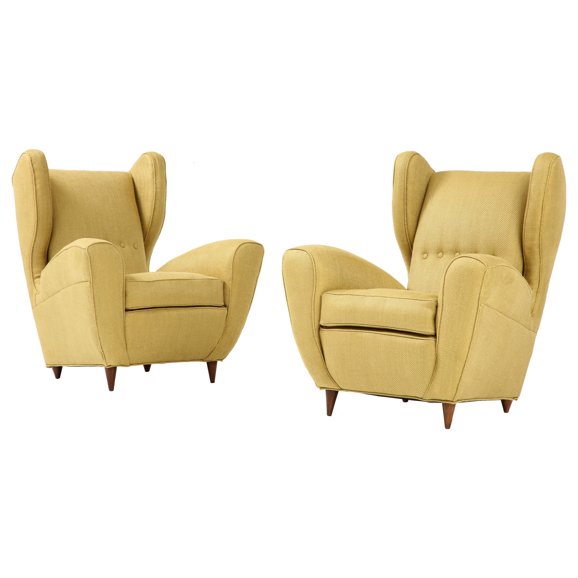 Melchiorre Bega Wingback Lounge Chairs Italy 1950's For Sale