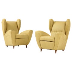 Vintage Melchiorre Bega Wingback Lounge Chairs Italy 1950's