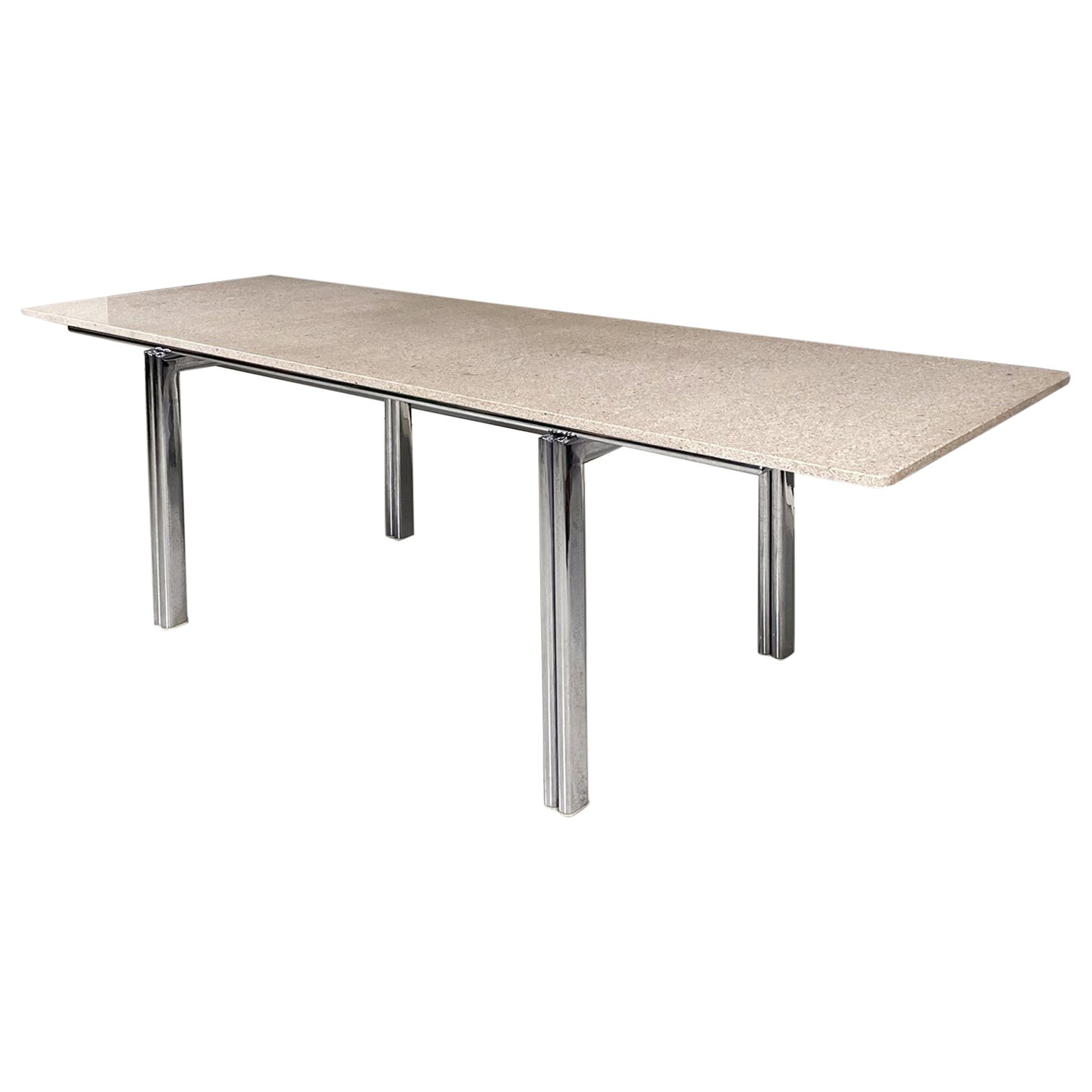Italian modern Granite steel dining table Alcinoo by Zeev Aram for Gavina, 1970s For Sale