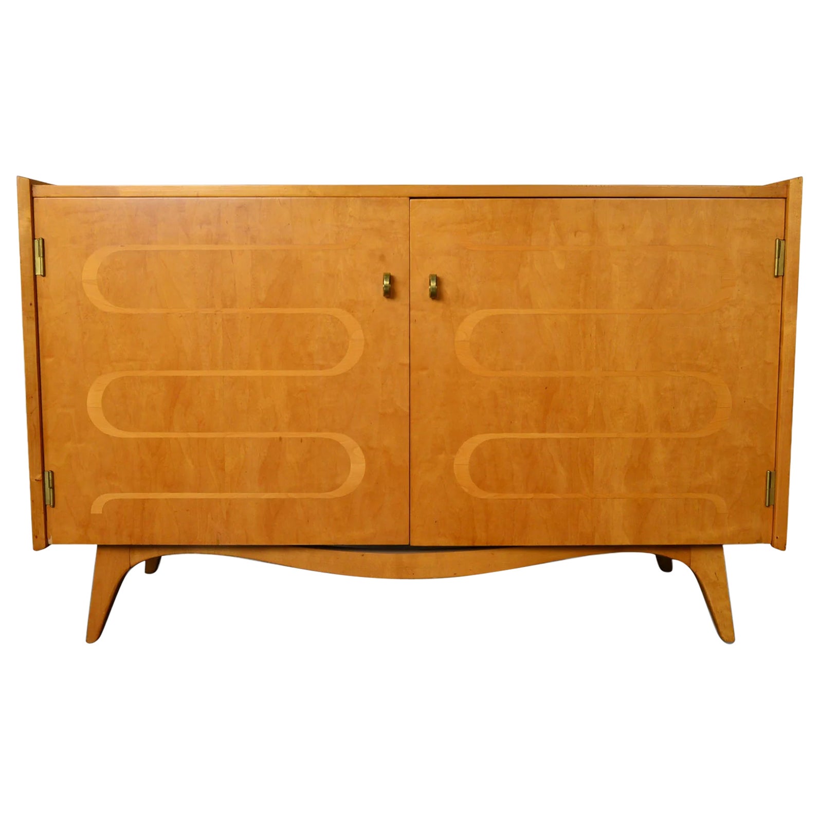 Swedish Modern Inlay Credenza in Beech For Sale