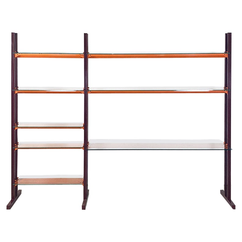 Caos San bookcase in metal and glass by Antonia Astori for Driade, c. 1990. For Sale