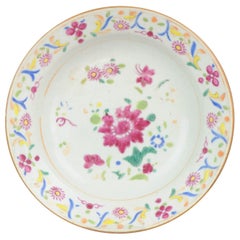 Antique Chinese Porcelain Pre Bencharong Nyonya Lotus Plate, 18th/19th cen