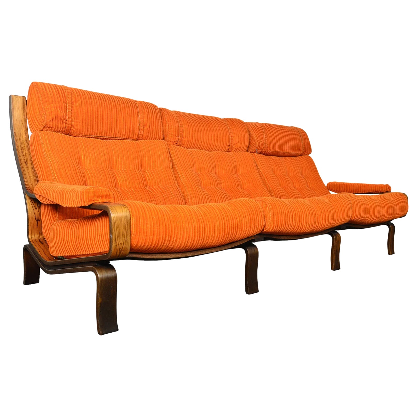 Swedish Modern Bent Rosewood Sofa by Lindlofs Mobler For Sale